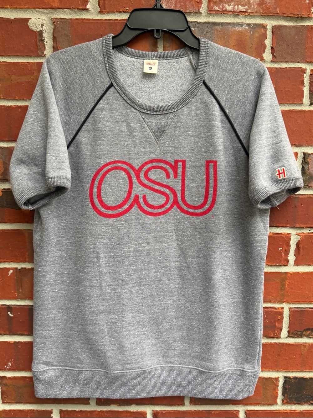 Homage Ohio State Buckeyes XL Retro Gray Short-Sleeve Sweatshirt w/ Red Logo P6